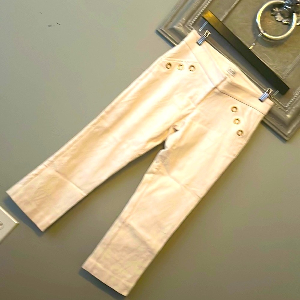 Caché ivory pants with metallic cicles details size 2 never used